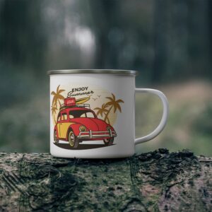 Enjoy Summer Picnic Design Enamel Camping Mug