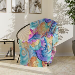 Colorful pattern flowers floral Velveteen Microfiber Blanket