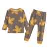 Yellow Leaves Pattren Design - All-Over Print Kid's Knitted Fleece Set