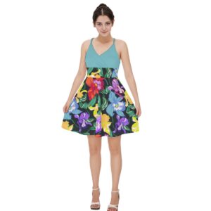 Colorful Orchids Flowers Pattren Design - All-Over Print Women‘s Cross Cami Dress