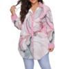 Pastel Alcohol Ink Textures Design - All-Over Print Women's Shirt With Long Sleeve (Plus Size)