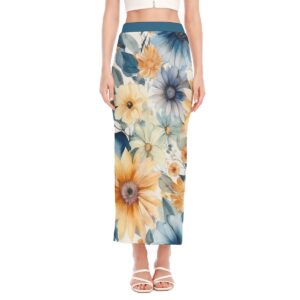 Flower Floral Watercolor Design - All-Over Print Women's Side Slit Skirt