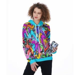 Graffiti Background Design - All-Over Print Women's Raglan Pullover Hoodie