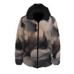 Black Golden Ink Textures Design - All-Over Print Unisex Down Jacket