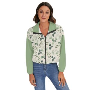 White Flowers Pattren Design - All-Over Print Women's Zip Jacket