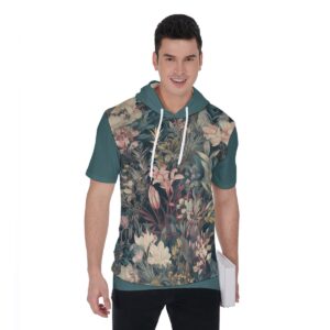 Botanical Floral Pattren Design - All-Over Print Men's Short Sleeve Hoodie T-Shirt