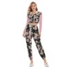 Pink Flowers Pattren Design - All-Over Print Women's Crop Hoodie Sports Set