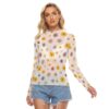 Brown Easter Flower Pattern Design - All-Over Print Women's Mesh T-shirt