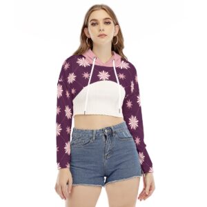 Flower Pattren Design - All-Over Print Women's Smock Short Hoodie With Long Sleeve
