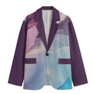 Colorful Alcohol Ink Texture Design - All-Over Print Men's Casual Flat Lapel Collar Blazer