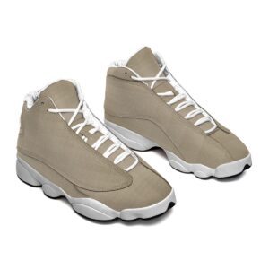 Khaki-Gradient Texture Design - Men's Curved Basketball Shoes With Thick Soles