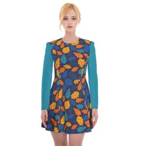 Colorful Oak Leaves Pattern Design - All-Over Print Women's Irish Dress