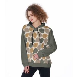 Leaf Whisper Pattren Design - All-Over Print Women's Heavy Fleece Hoodie