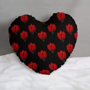 Red Flowers Pattern Design - All-Over Print Heart-shaped pillow