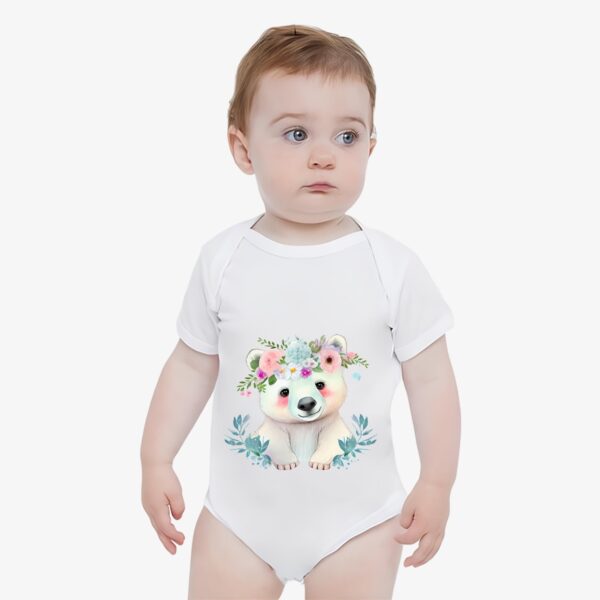 Baby Animals Watercolor Design - Baby Short-Sleeve Onesie| Cotton