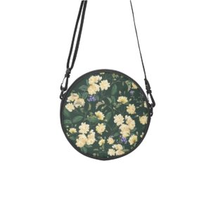 Yellow Flowers Pattern Design - Round Satchel Bags