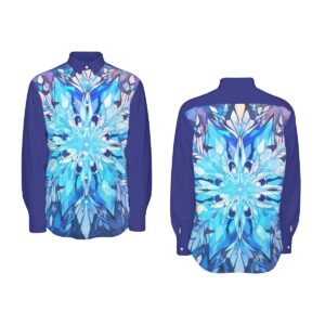 Snowflake Pattren Design - All-Over Print Men's Long Sleeve Shirt | 115GSM Cotton poplin
