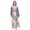 Pink Purple Hand Drawn Flower Watercolor Patterns Design - All-Over Print Women's Beach Long Coat