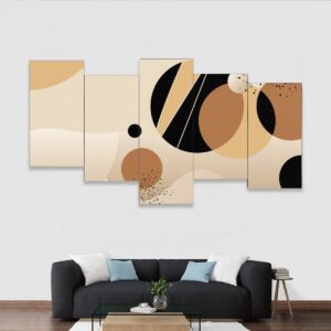 Abstract Boho Vector Design - Framed five-piece mural