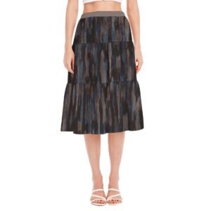 Black Texture Design - All-Over Print Women's Stitched Pleated Chiffon Skirt