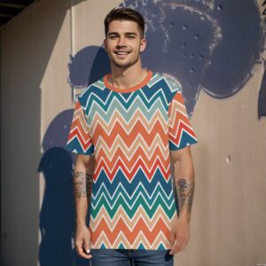 Colorful Chevron Pattern Design - All-Over Print Men's O-Neck T-Shirt | 190GSM Cotton