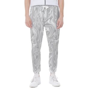 Withe Gray liquid Background Design - All-Over Print Men's Closed Bottom Light Weight Jogger