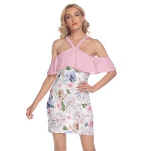 Hand Drawn Watercolor Patterns - All-Over Print Women's Cold Shoulder Cami Dress With Ruffle