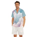 Pastel Pink Clouds Design - All-Over Print Men's Deep V-neck Short Sleeve T-shirt