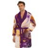 Alcohol Ink Liquid Texture Design - All-Over Print Men's Borg Fleece Robe