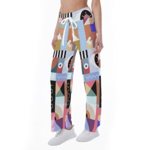 Colorful Geometric Design - All-Over Print Women's High-waisted Straight-leg Trousers