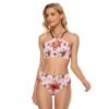 Red Lily Seamless Pattern Watercolor - All-Over Print Women's Cami Keyhole One-piece Swimsuit