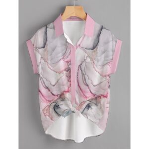 Pink Ink Fluid Textures Design - All-Over Print Women's T-shirt (Plus Size)