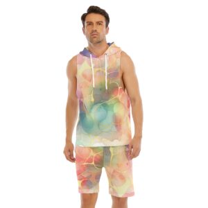 Colorful Ink Texture Design - All-Over Print Men's Sleeveless Vest And Shorts Set