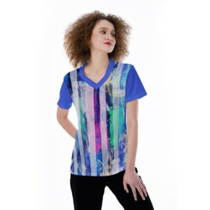 Colorful Striped Background Design - All-Over Print V-neck Women's T-shirt