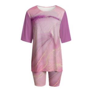 Colorful Alcohol Ink Texture Design - All-Over Print Women's T-shirt Set With Short Sleeve