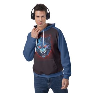 Wolf Esport Mascot Design - All-Over Print Men's Raglan Pullover Hoodie