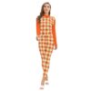 Seamless Floral Pattern orange - All-Over Print Women's Long-sleeved High-neck Jumpsuit With Zipper