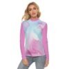 Colorful Alcohol Ink Texture Design - All Over Print Women's Stretchable Turtleneck Top