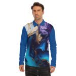 Alcohol Ink Liquid Texture Design - All-Over Print Men's Lapel T-shirt With Neckline Zipper Closure