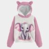 Sweet Baby Girl Elephant Design - All-Over Print Kid’s Borg Fleece Sweatshirt With Ear