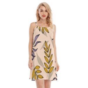 Big Leavs Pattren Design - All-Over Print Women's O-neck Cami Dress