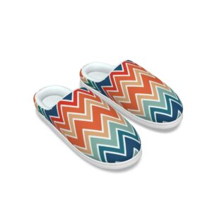 Colorful Zigzag Line Design - All-Over Print Men's Plush Slippers