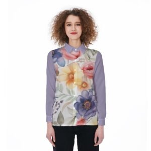 Floral Watercolor Seamless Patterns Bright Design - All-Over Print Women's Elastic-Back Shirt