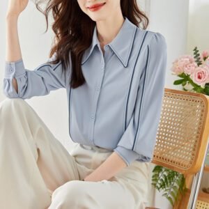 Real Shot Shirt Women's Niche Autumn New Top Chiffon Plus Size