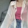 Women's Thin Solid Color Sunscreen Chiffon Shirt Jacket